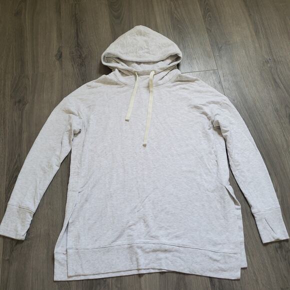 Athleta Hoodie Womens Large Long Sleeve Pullover Side Slit Modal Blend Sweater - Picture 1 of 9